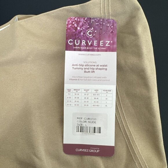 Curveez Women's L Firm Signature Control High Waist Boy Short Nude Beige NWT - Picture 11 of 14